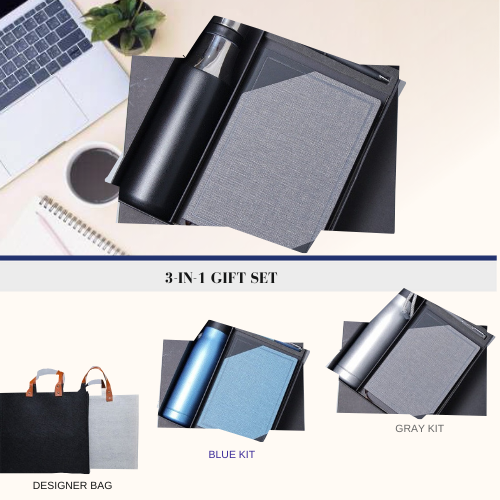 Premium 3-in-1 Notebook & Bottle Gift Set with Custom Logo.